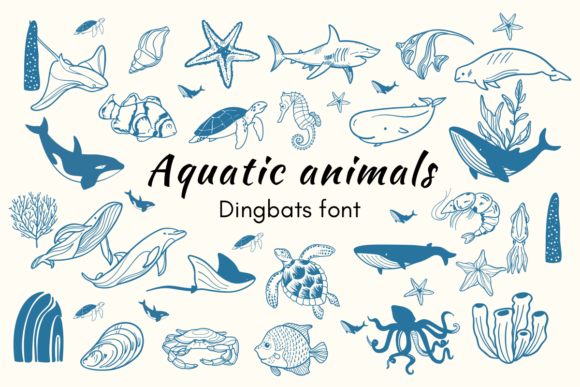 Aquatic Animals Dingbats Font for Web Design