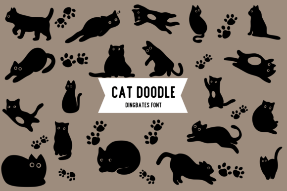 Cat Doodle Dingbats Font: Whimsical Cat Sketches for Handmade Crafts