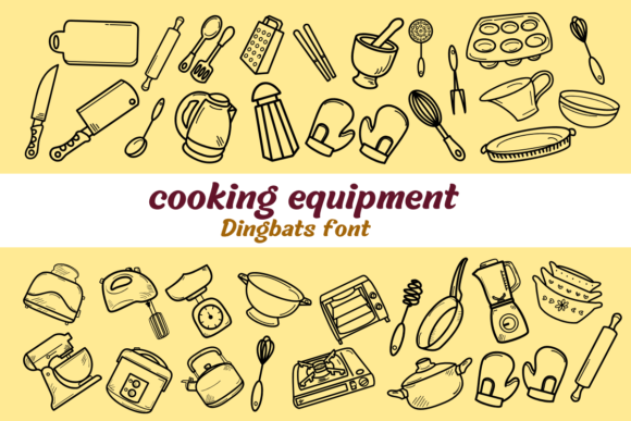 Cooking Equipment: A Sketch Dingbats Font for Your Brand