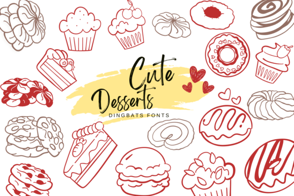 Cute Desserts: A Sketched Dingbats Font for Editorial Design