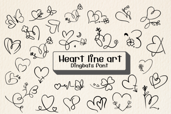 Heart Line Art: A Playful Font for Branding with Love