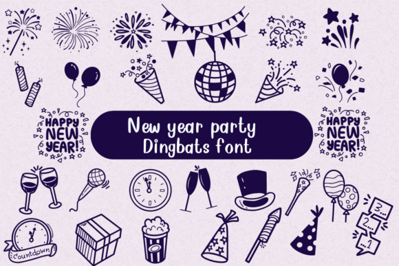 New Year Party Font: Festive Dingbats for Craft Projects