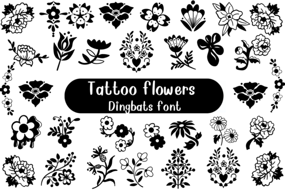 Tattoo Flowers: A Sketched Dingbats Font for Marketers
